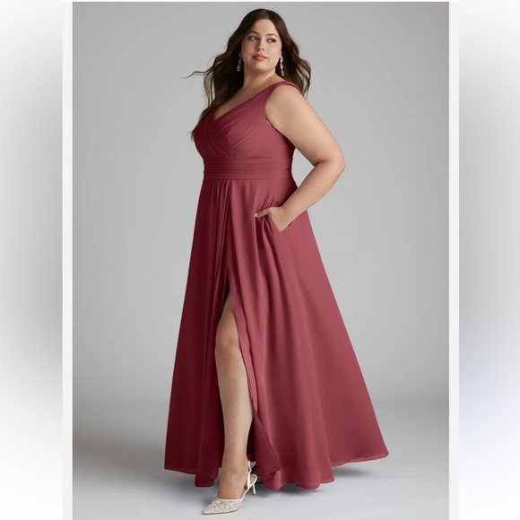 Azazie Nelly Chiffon Bridesmaid Dress Merlot A26 - Picture 1 of 11